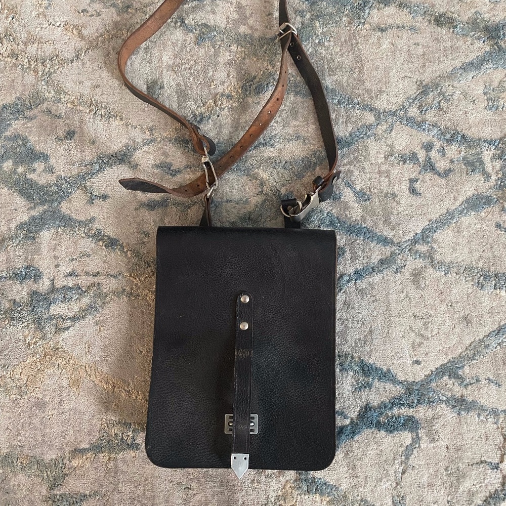 Vintage European military map case with shoulder strap